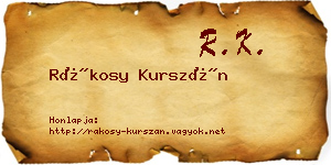 Rákosy Kurszán névjegykártya